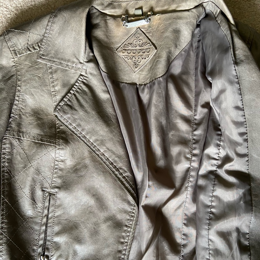 Faux Leather Jacket - Medium (Stone Grey) - Picture 4 of 4